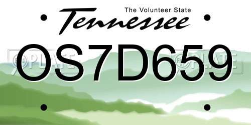 OS7D659 Tennessee License Plate