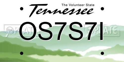 OS7S7I Tennessee License Plate
