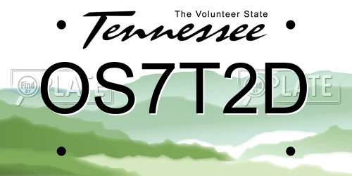 OS7T2D Tennessee License Plate