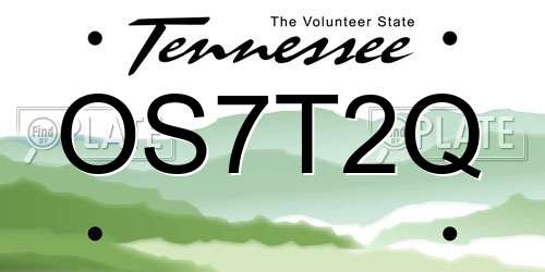 OS7T2Q Tennessee License Plate