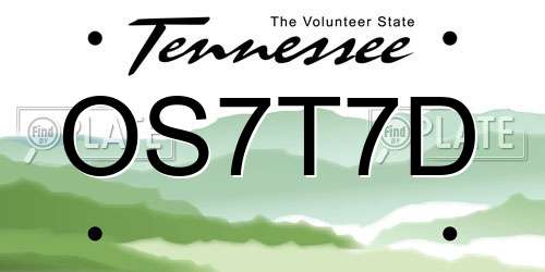 OS7T7D Tennessee License Plate