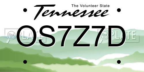 OS7Z7D Tennessee License Plate