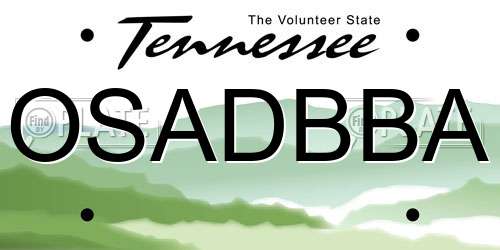OSADBBA Tennessee License Plate