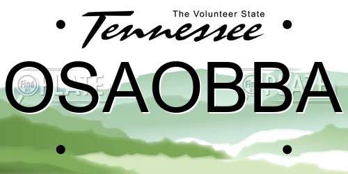 OSAOBBA Tennessee License Plate