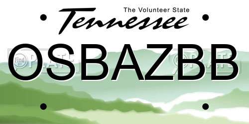 OSBAZBB Tennessee License Plate