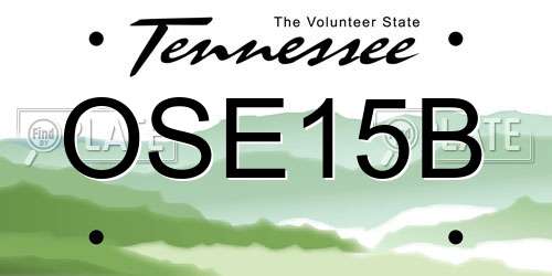OSE15B Tennessee License Plate
