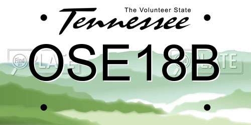 OSE18B Tennessee License Plate