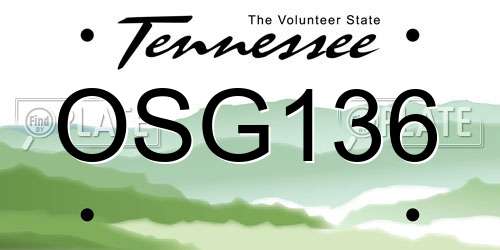 OSG136 Tennessee License Plate