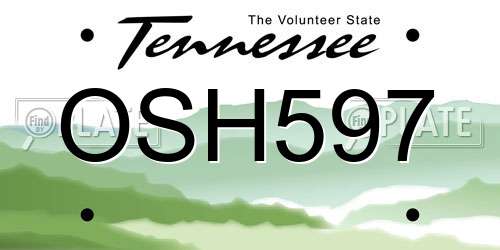 OSH597 Tennessee License Plate