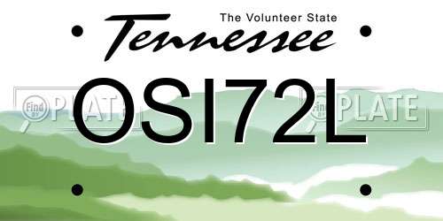 OSI72L Tennessee License Plate