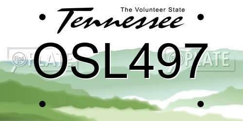 OSL497 Tennessee License Plate
