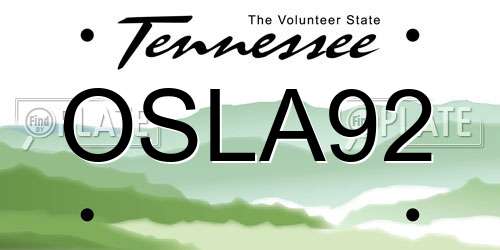 OSLA92 Tennessee License Plate