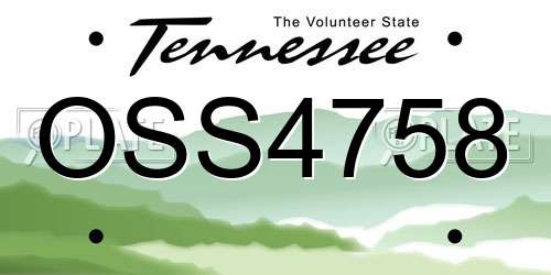 OSS4758 Tennessee License Plate
