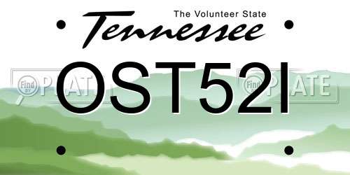 OST52I Tennessee License Plate