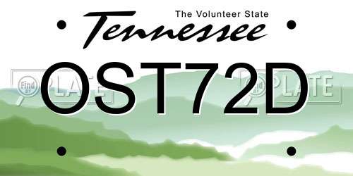 OST72D Tennessee License Plate