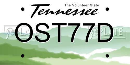 OST77D Tennessee License Plate