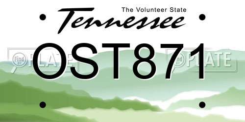 OST871 Tennessee License Plate