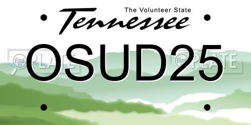 OSUD25 Tennessee License Plate