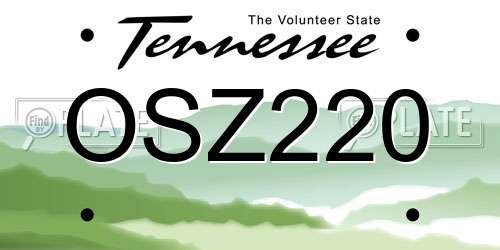 OSZ220 Tennessee License Plate