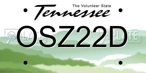 OSZ22D Tennessee License Plate