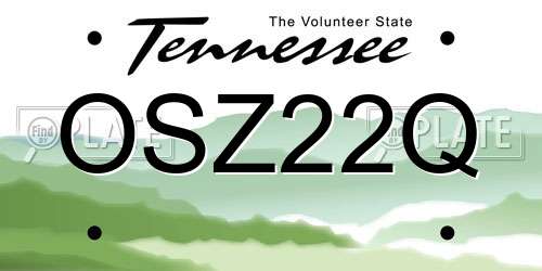 OSZ22Q Tennessee License Plate
