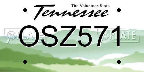 OSZ571 Tennessee License Plate