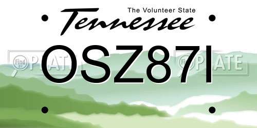 OSZ87I Tennessee License Plate