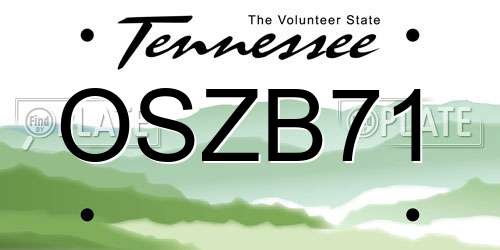 OSZB71 Tennessee License Plate