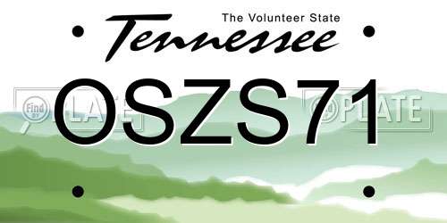 OSZS71 Tennessee License Plate
