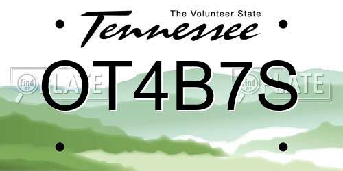 OT4B7S Tennessee License Plate