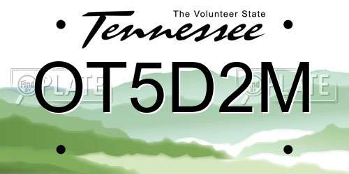 OT5D2M Tennessee License Plate