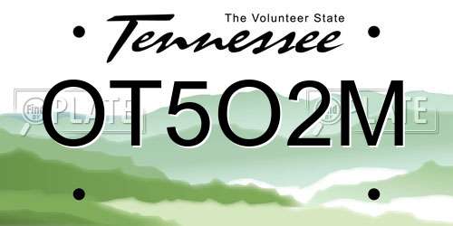 OT5O2M Tennessee License Plate