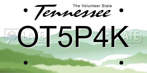 OT5P4K Tennessee License Plate