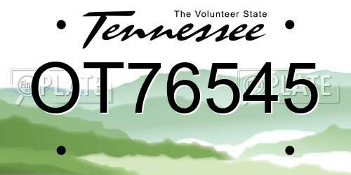 OT76545 Tennessee License Plate