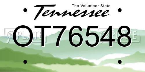 OT76548 Tennessee License Plate