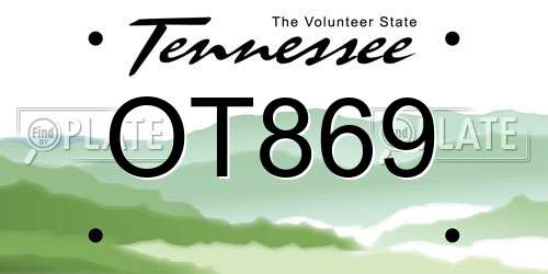 OT869 Tennessee License Plate