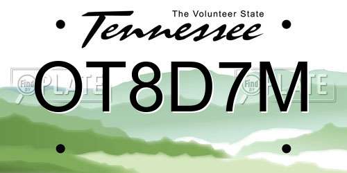 OT8D7M Tennessee License Plate
