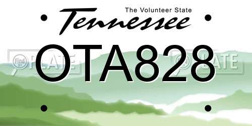 OTA828 Tennessee License Plate
