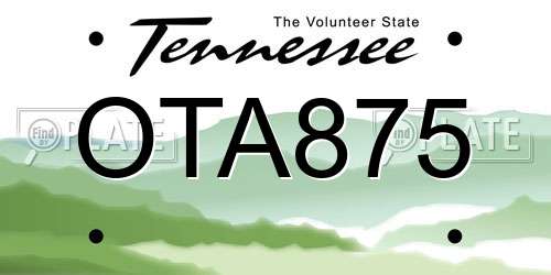 OTA875 Tennessee License Plate