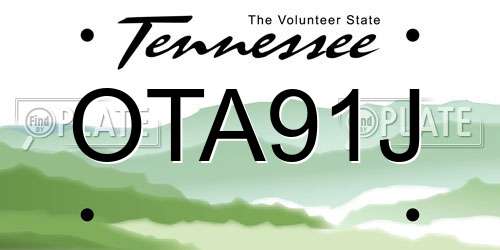 OTA91J Tennessee License Plate