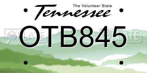OTB845 Tennessee License Plate