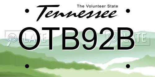 OTB92B Tennessee License Plate