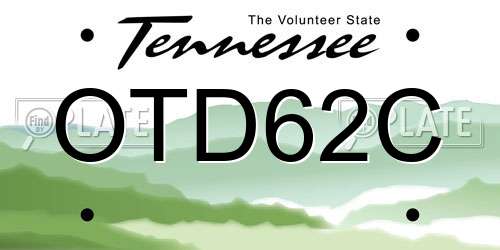 OTD62C Tennessee License Plate