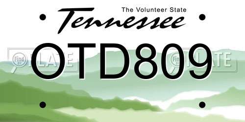 OTD809 Tennessee License Plate