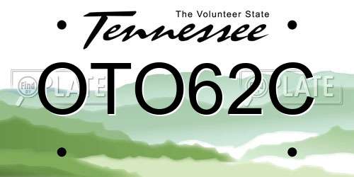 OTO62C Tennessee License Plate