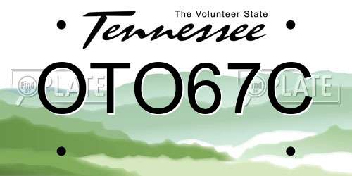 OTO67C Tennessee License Plate