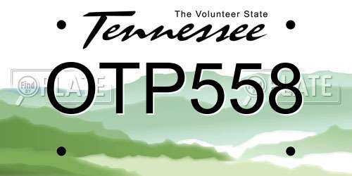 OTP558 Tennessee License Plate