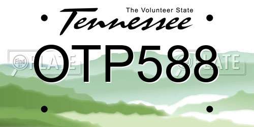 OTP588 Tennessee License Plate