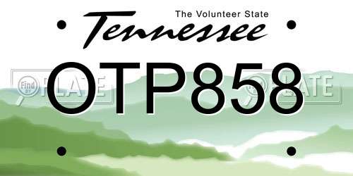 OTP858 Tennessee License Plate