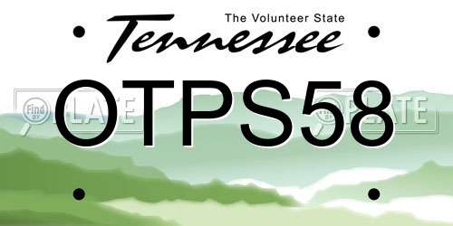 OTPS58 Tennessee License Plate